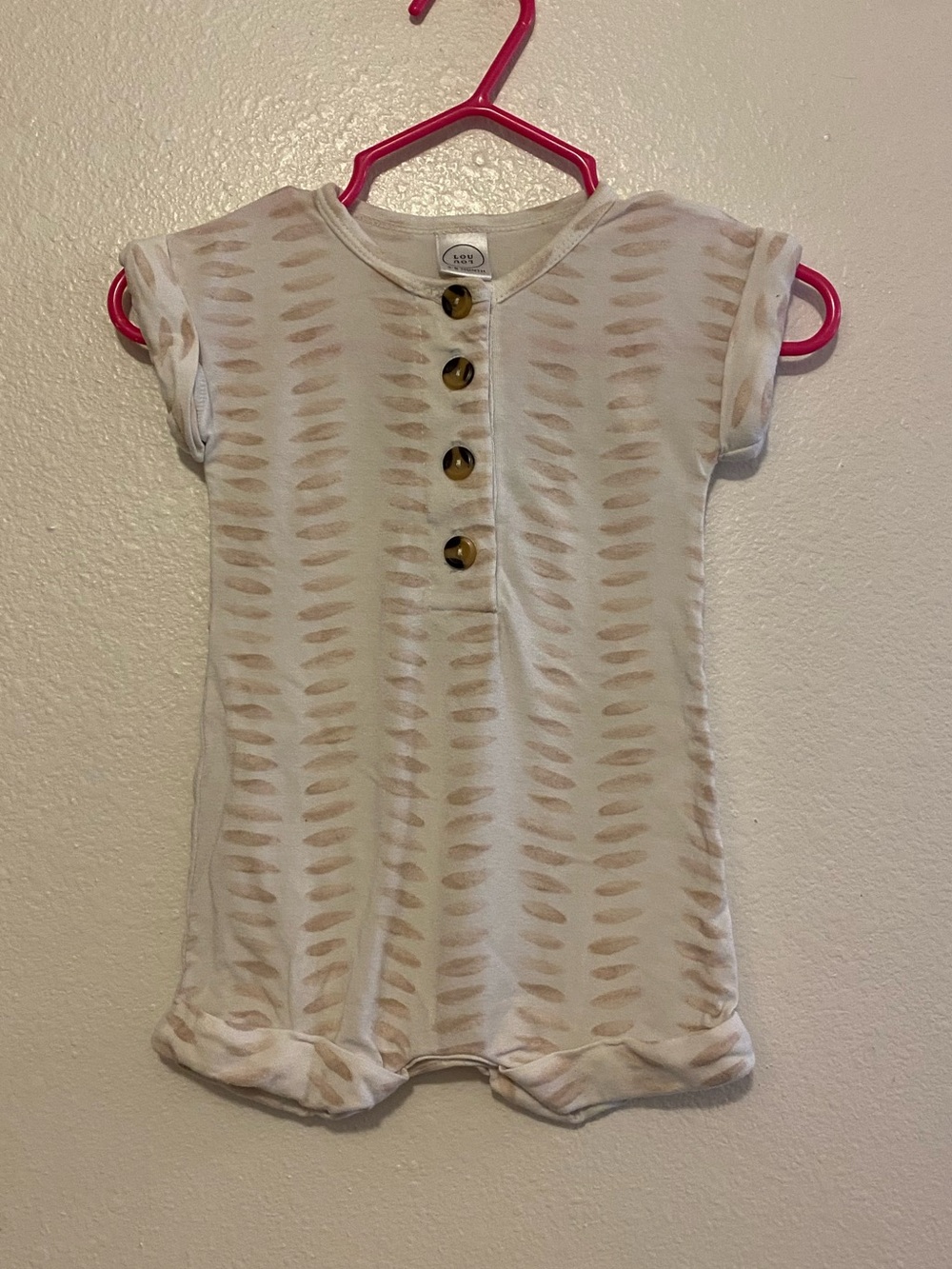 Lou Lou and company bamboo Neutral Patterned Baby shortie Romper